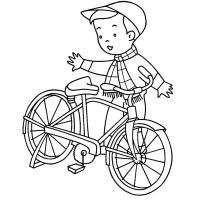 Раскраска мальчик на велосипеде