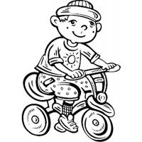 Раскраска мальчик на велосипеде