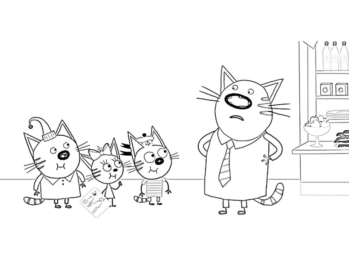 картинки для рисования три кота