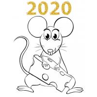 Раскраска крыса на новый год 2020
