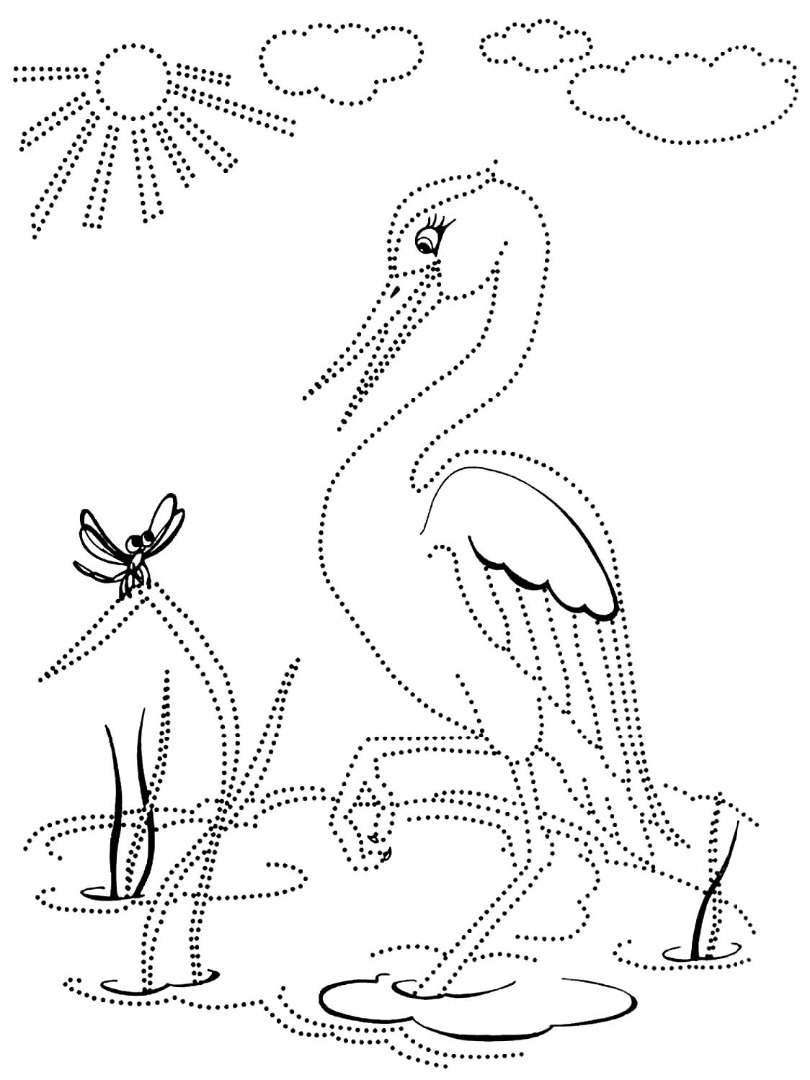 Рисование по точкам перелетные птицы