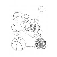 Раскраска котенок с клубком