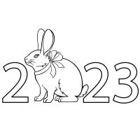 Раскраска кролик на новый год 2023