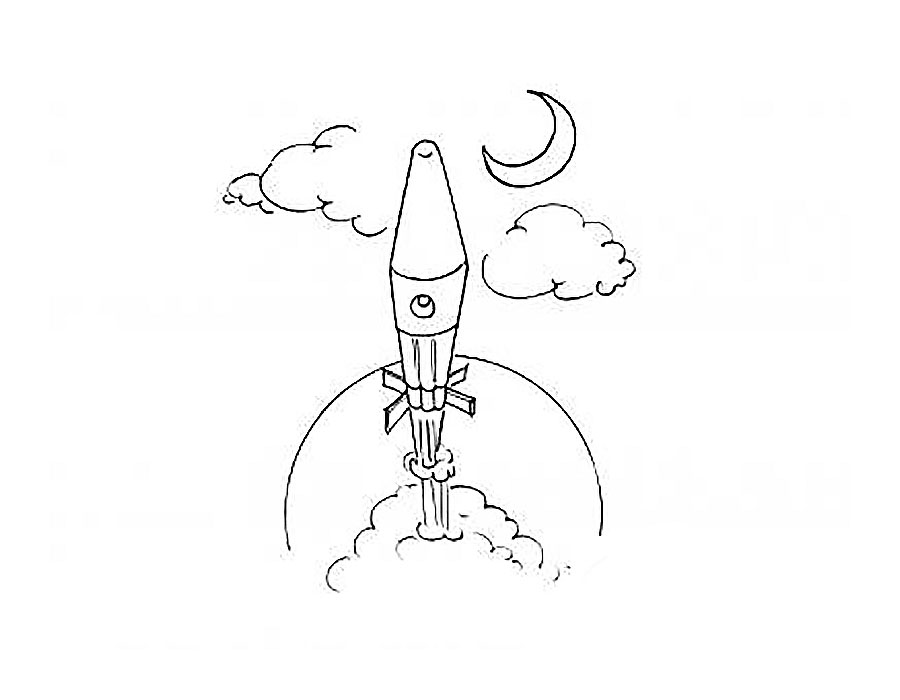 День космонавтики нарисовать карандашом
