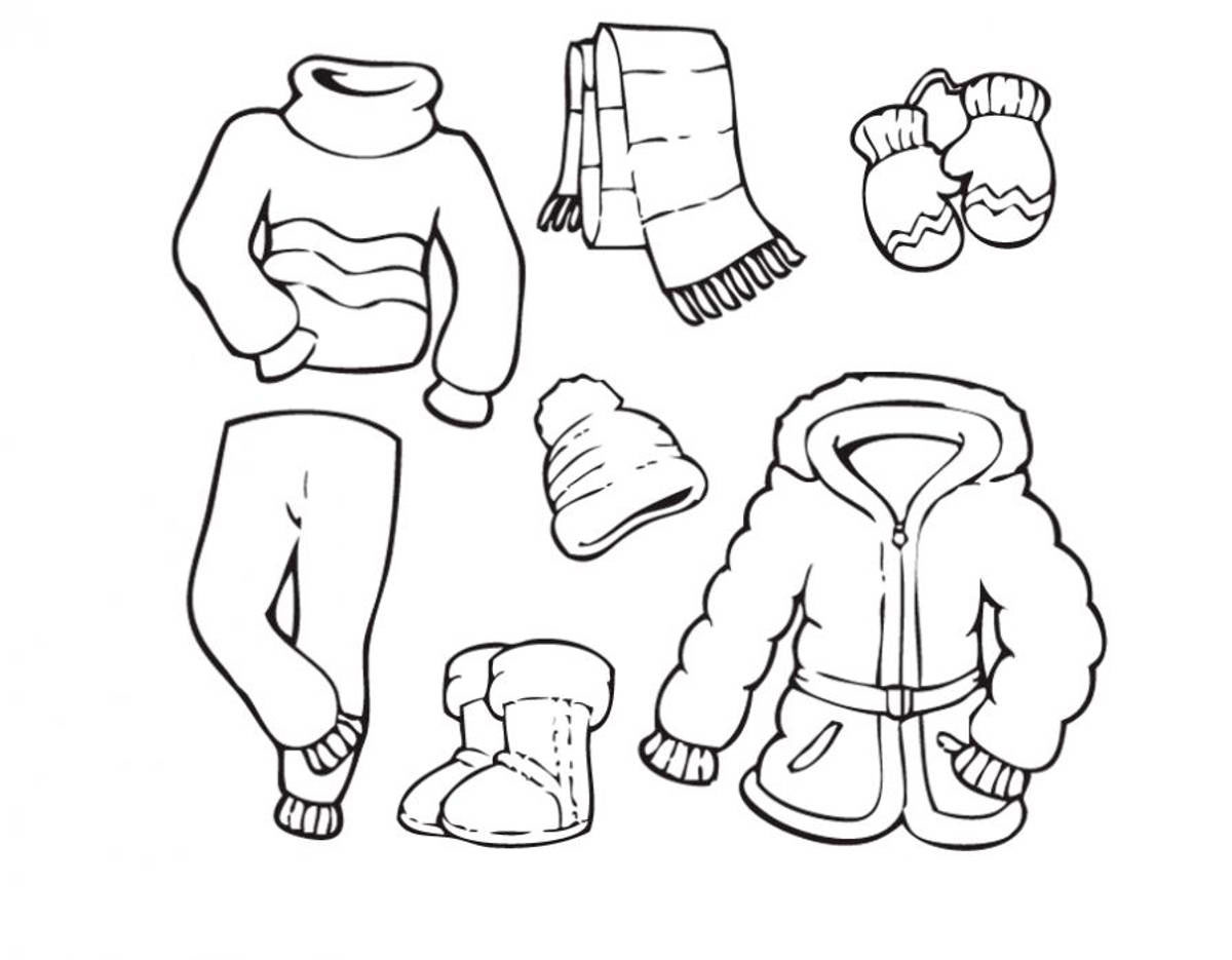 Зимняя одежда раскраска для детей