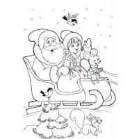 Раскраска Дед Мороз на санях