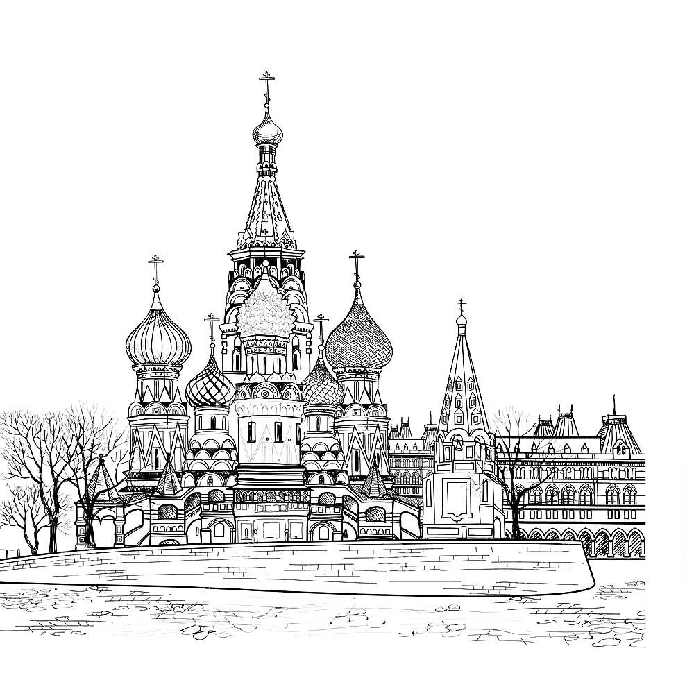 Карандаш красная площадь собор Василия Блаженного
