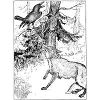 Раскраска Ворона и лисица