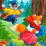 Раскраска Кот петух и лиса Раскраска Кот петух и лиса