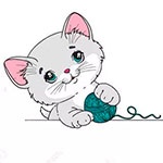 Раскраска котенок с клубком Раскраска котенок с клубком