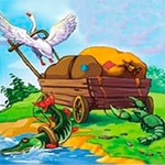 Раскраска Лебедь, щука и рак Раскраска Лебедь, щука и рак
